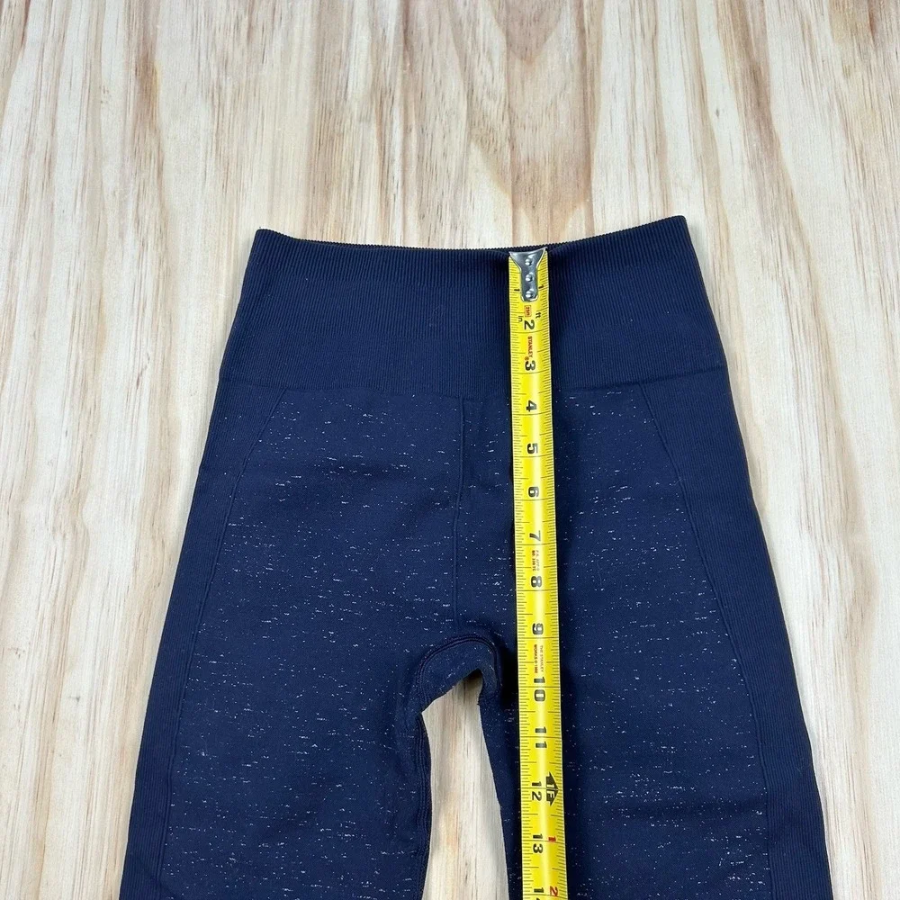 Lululemon Free To Flow Seamless Leggings Midnight Blue Speckled Crop FITS Size 6